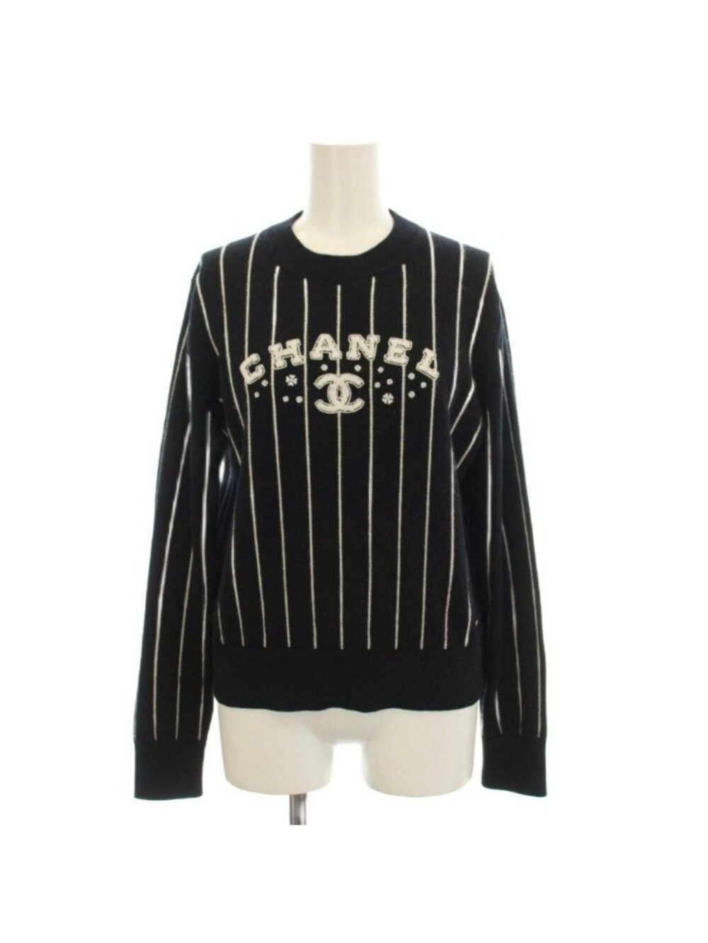 Chanel CC Logo Knit Sweater Long Sleeve Black 36
